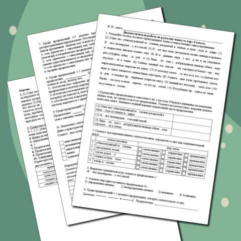 Диагностическая работа по русскому языку за курс 8 класса.