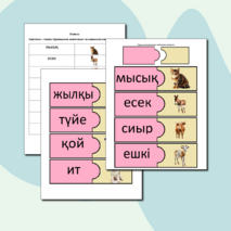 Карточки-пазлы на казахском языке 