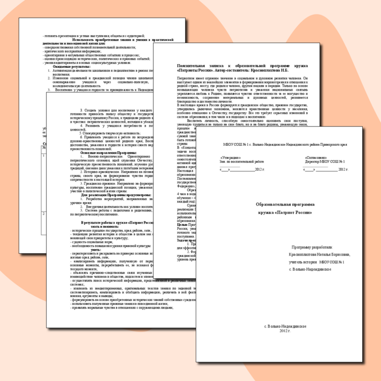 Образовательная программа кружка "Патриоты России"