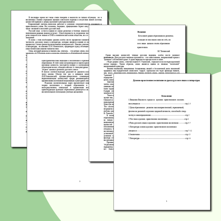 Духовно-нравственное воспитание на уроках русского языка и литературы