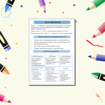 Памятка «Текст. Типы текстов»