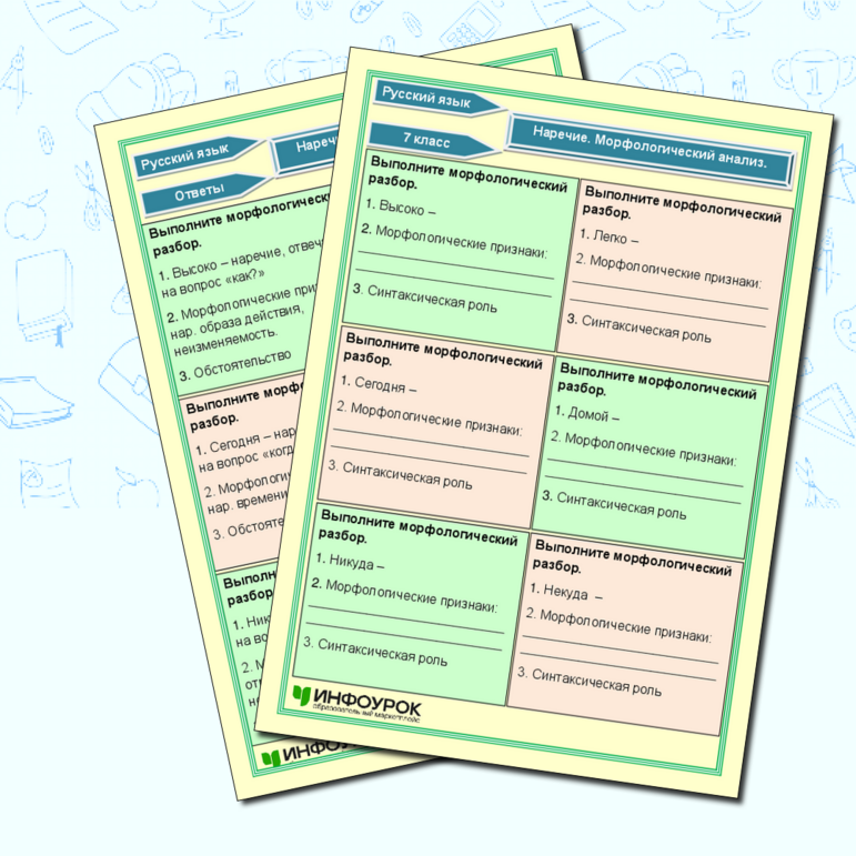 Карточки-пятиминутки по русскому языку 