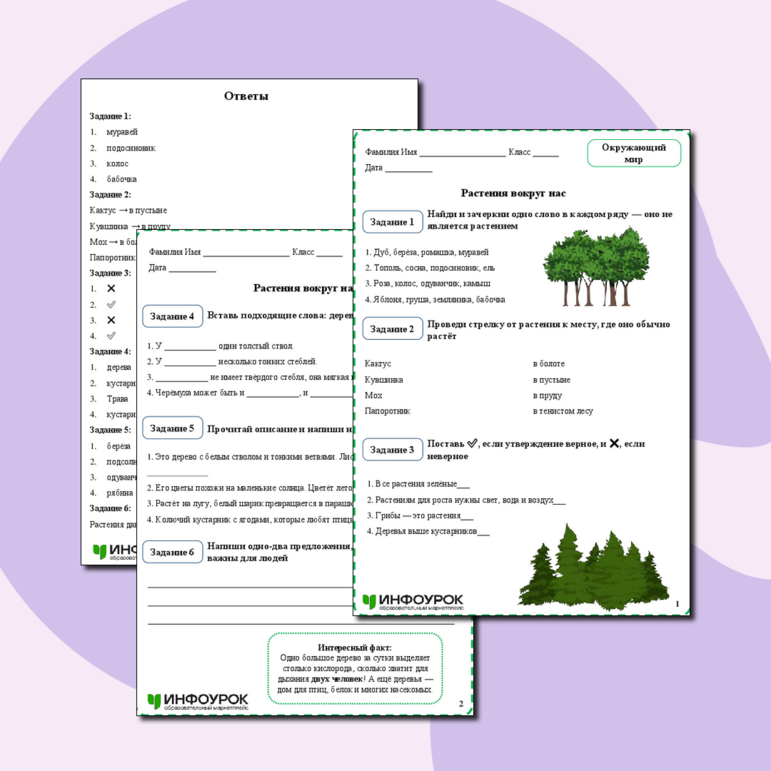 Рабочий лист по окружающему миру: 