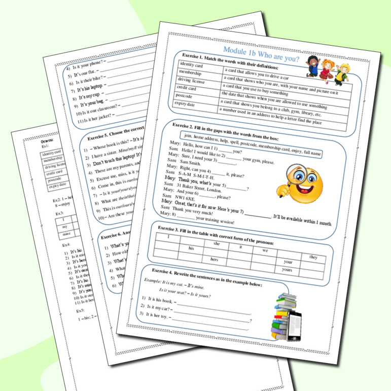 Рабочий лист к Module 1b Who are you? УМК Spotlight 6 класс