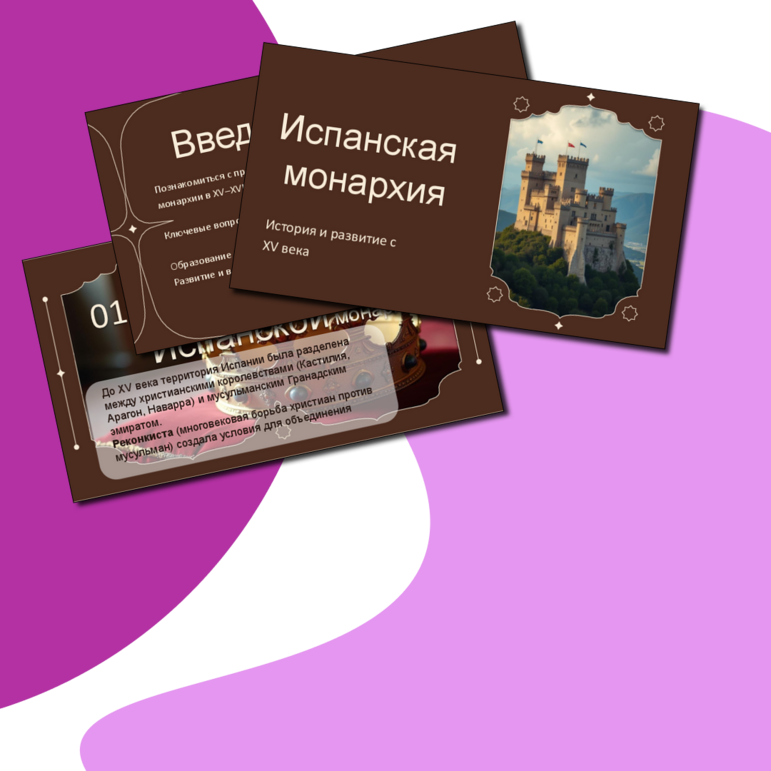 Презентация по истории Нового времени «Испанская монархия» (7 класс)