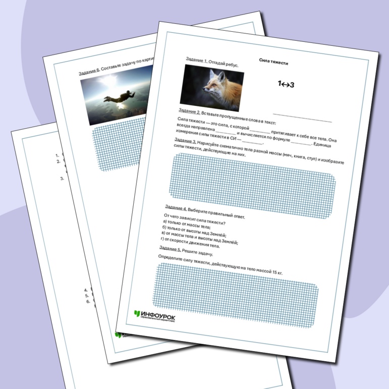 Рабочий лист по теме «Сила тяжести» по физике 7 класс