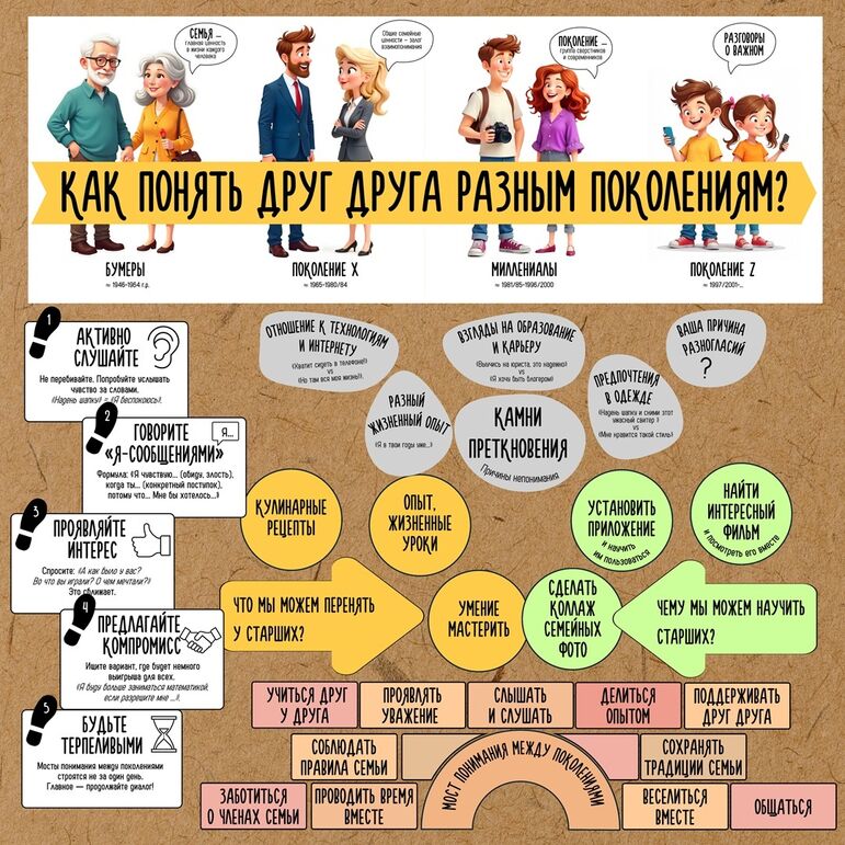 Оформление «Как понять друг друга разным поколениям»
