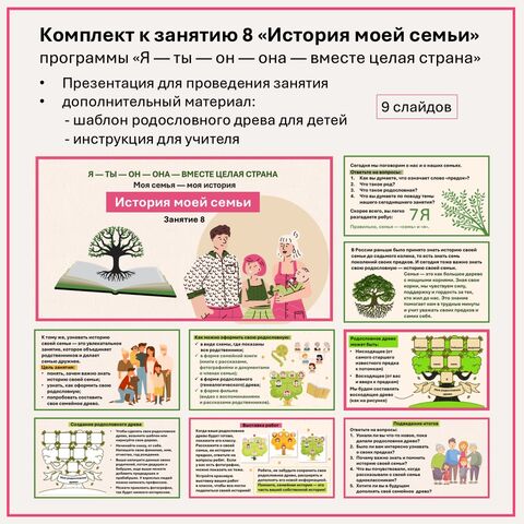 Презентация к занятию 8 «История моей семьи» (в комплекте с дополнительным материалом) по программе «Я — ты — он — она — вместе целая страна»