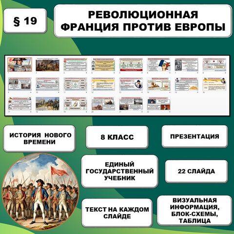 Презентация по истории Нового времени «Революционная Франция против Европы» (8 класс)