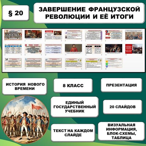 Презентация по истории Нового времени «Завершение Французской революции и её итоги» (8 класс)