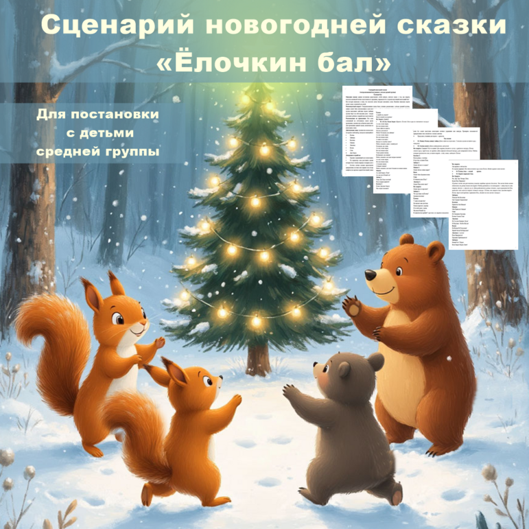 Сценарий новогодней сказки (театрализованной постановки с детьми средней группы) «Ёлочкин бал»