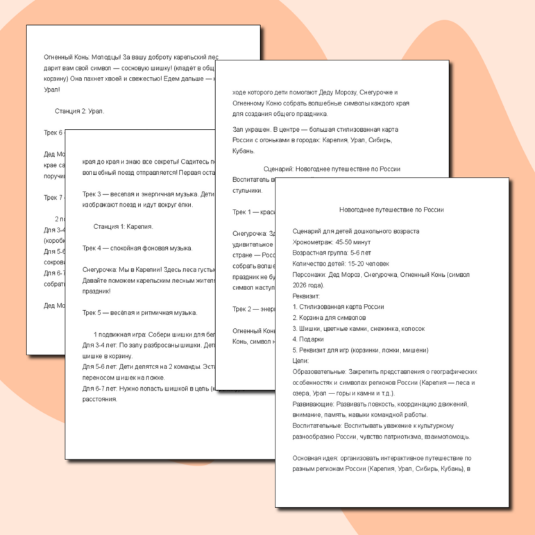 Сценарий новогоднего утренника для детского сада «Путешествие по России»