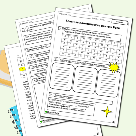 Рабочий лист «Главные политические центры Руси»