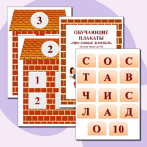 Обучающие плакаты «Числовые домики» (состав числа до 10)