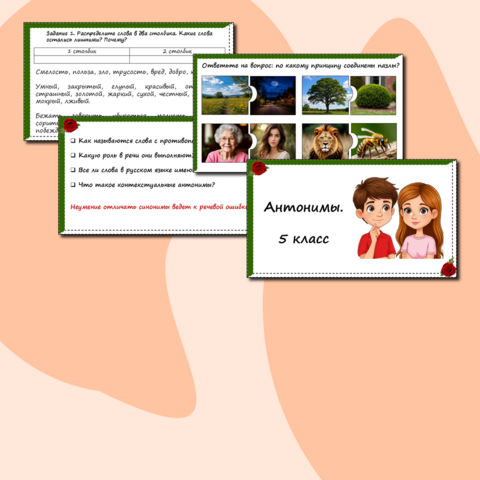 Презентация по русскому языку по теме «Антонимы». 5 класс