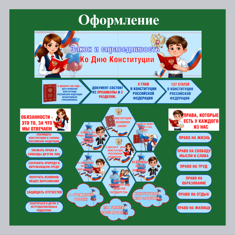 Оформление «Закон и справедливость. Ко Дню Конституции». Разговоры о важном (15 декабря).