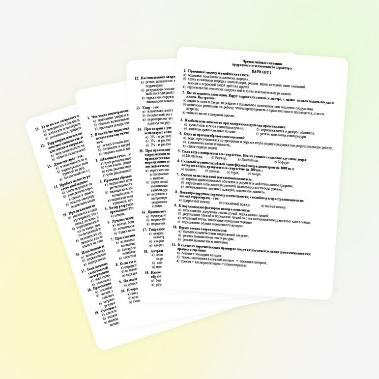 Тест по ОБЖ тема Чрезвычайные ситуации, 9 класс