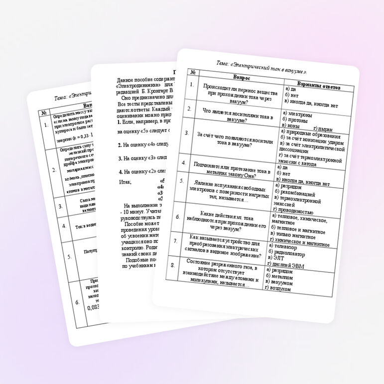 Тесты по физике по теме «Электродинамика»