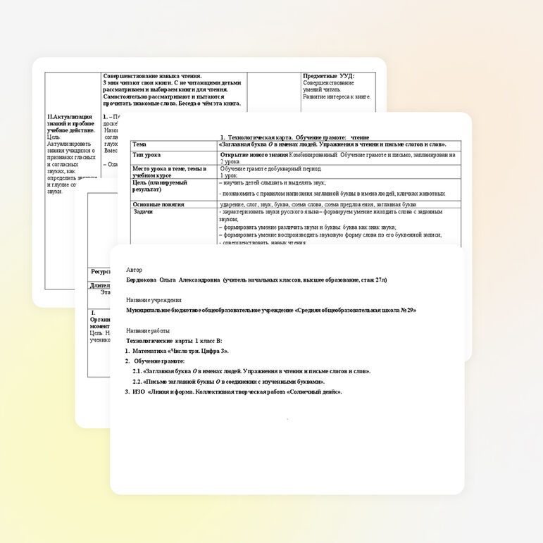 Технологическая карта по обучению грамоте 
