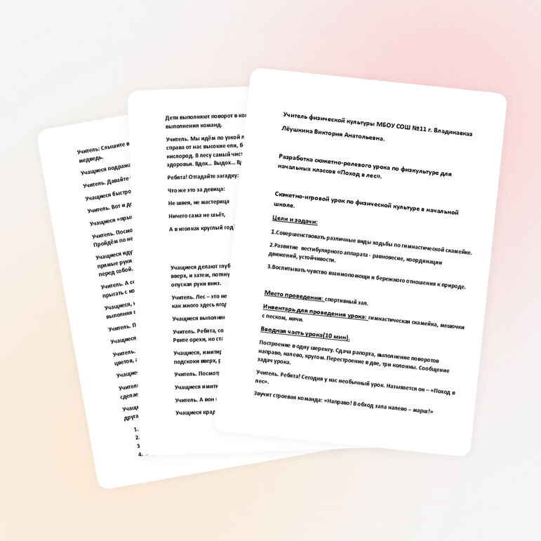 Конспект сюжетно-ролевого урока по физической культуре для начальных классов: