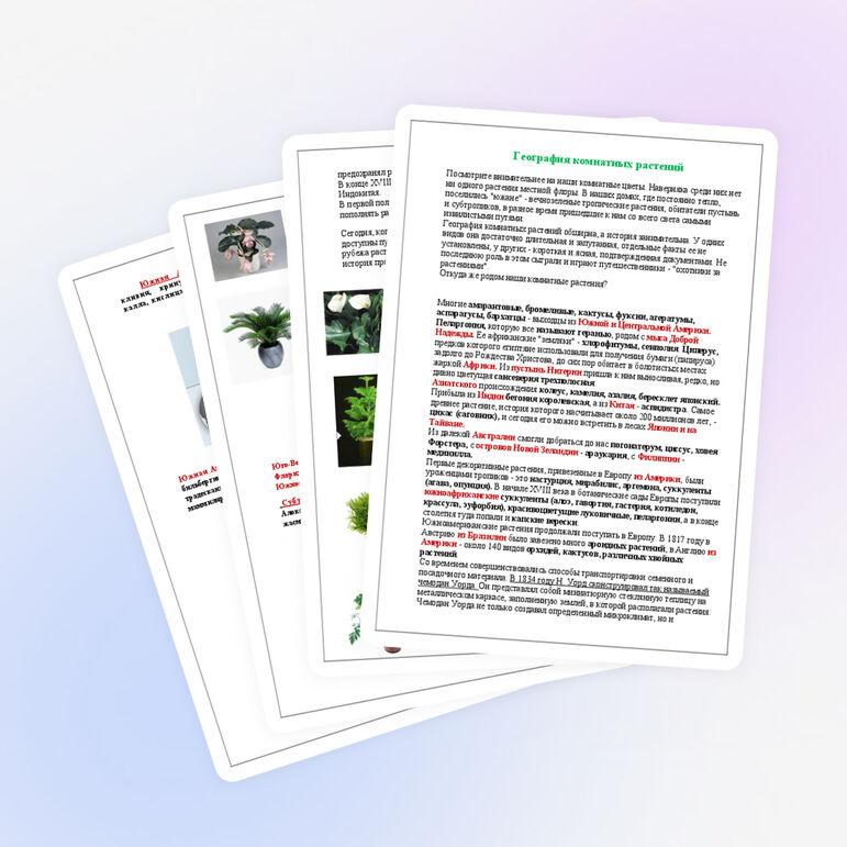 Проект "география комнатных растений"