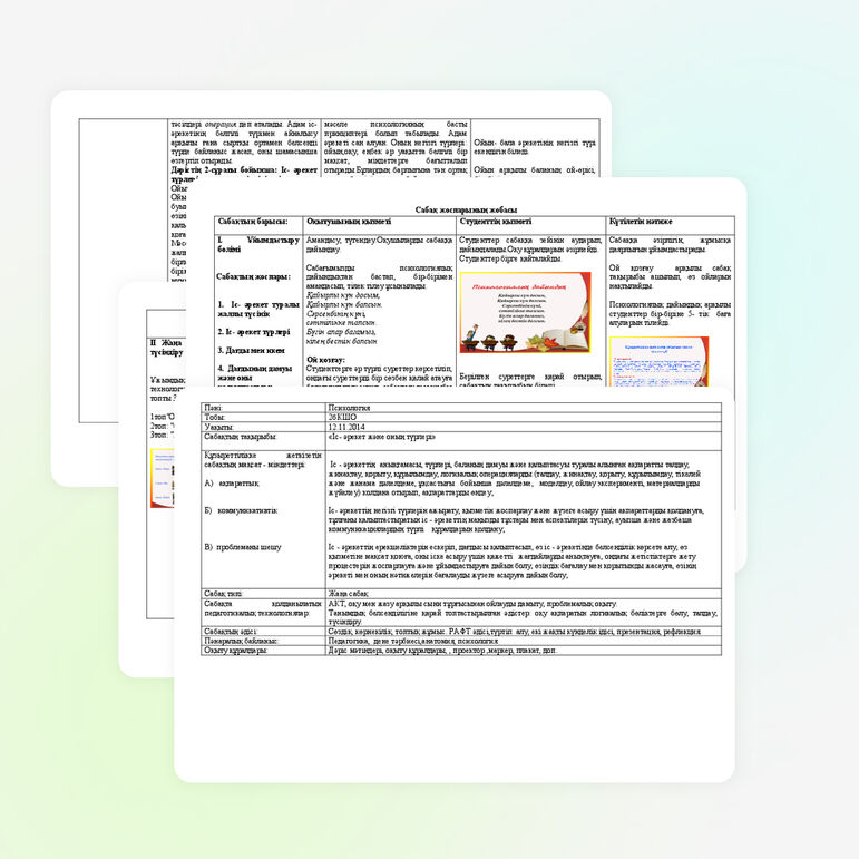 Урок по психологии на тему"Іс әрекет және оның түрлері"