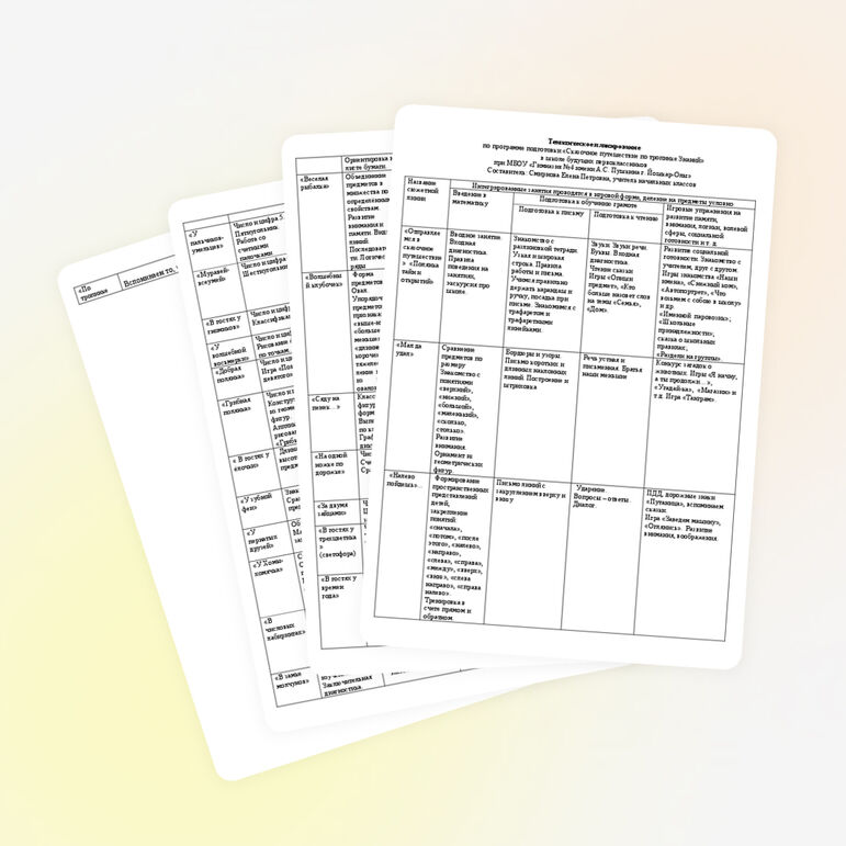 Тематическое планирование по программе подготовки «Сказочное путешествие по тропинке Знаний» в школе будущих первоклассников