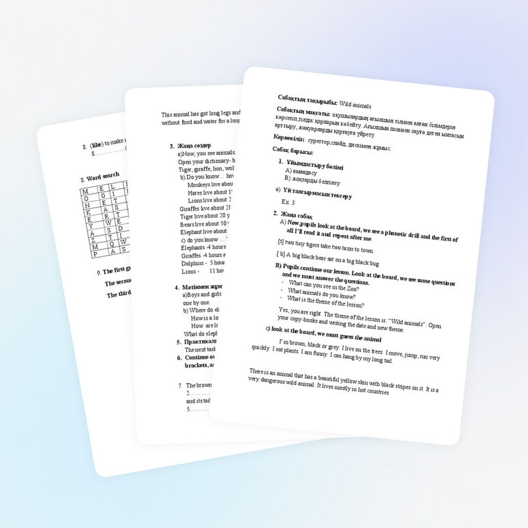 Открытый урок "Wild animals"