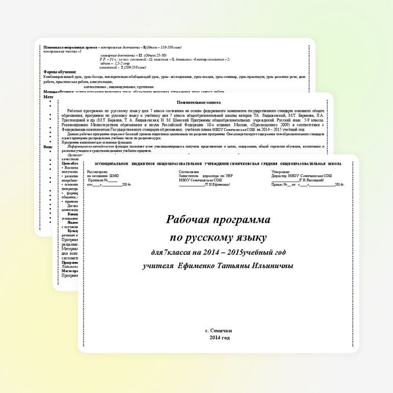 Рабочая программа по русскому языку 7 класс