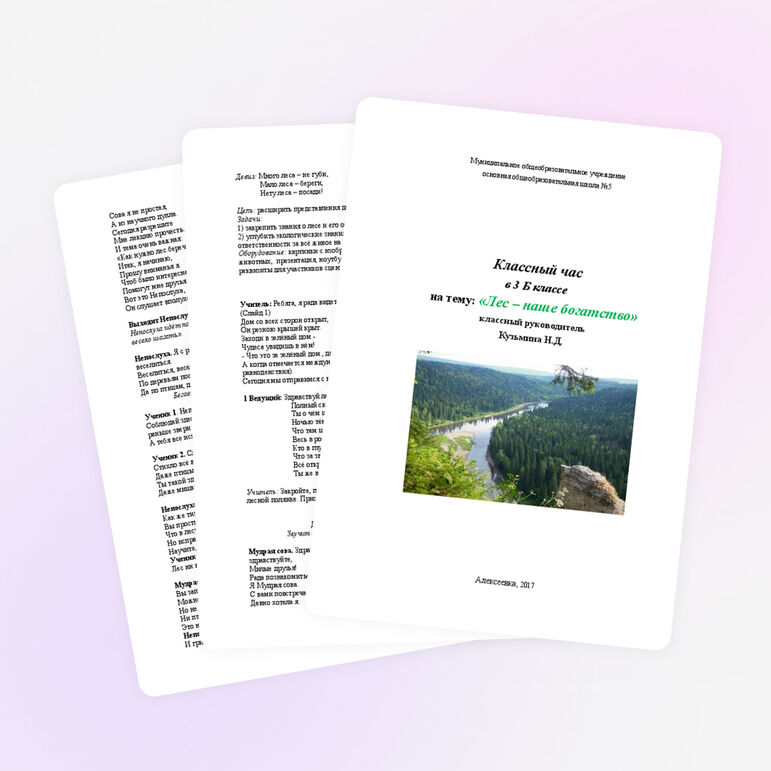 Классный час в 3 классе на тему: &quot;Лес-наше богатство&quot;