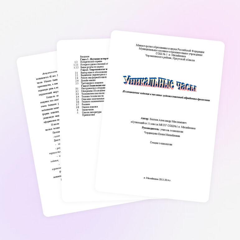 Творческий проект ученика 11 класса