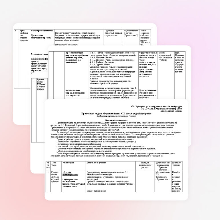 Проектный модуль по литературе 5 класс