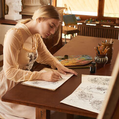 Обложка курса 'Сочинение по картинам русских художников: "Девочка с персиками" и "Дети, бегущие от грозы"'