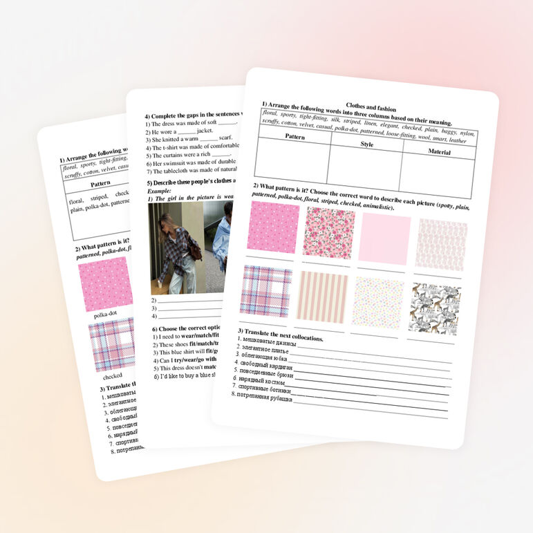 Рабочий лист Clothes and fashion для УМК «Spotlight 8» Module 4b