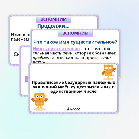 Презентация по русскому языку. «Правописание безударных падежных окончаний имён существительных в единственном числе», 4 класс