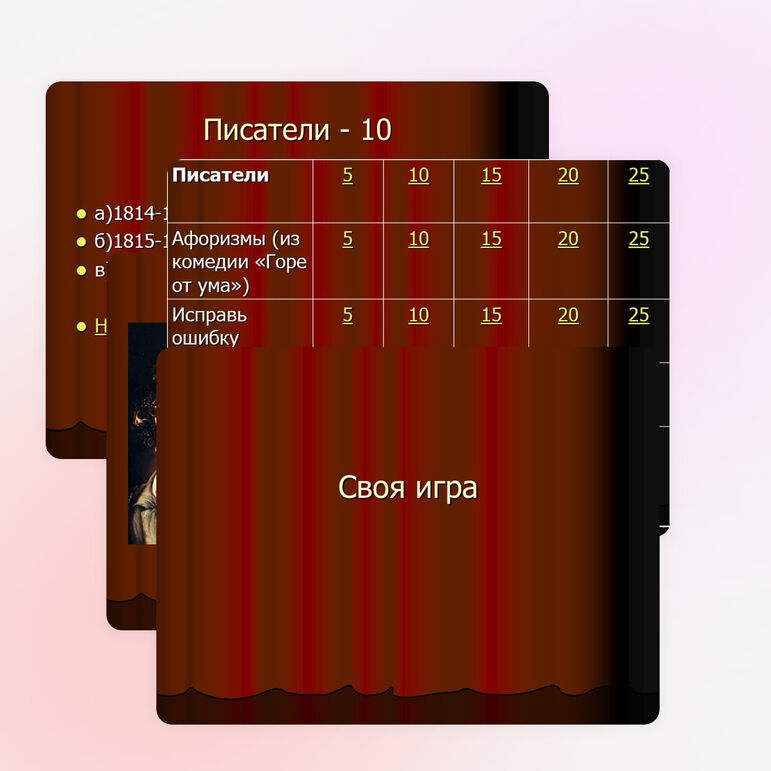 Своя игра для уч-ся 9 классов по русскому языку и литературе