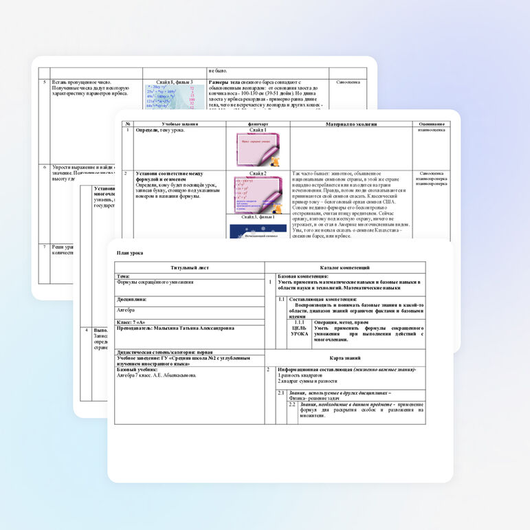 Урок по алгебре для 7 класса по теме «Формулы сокращённого умножения»