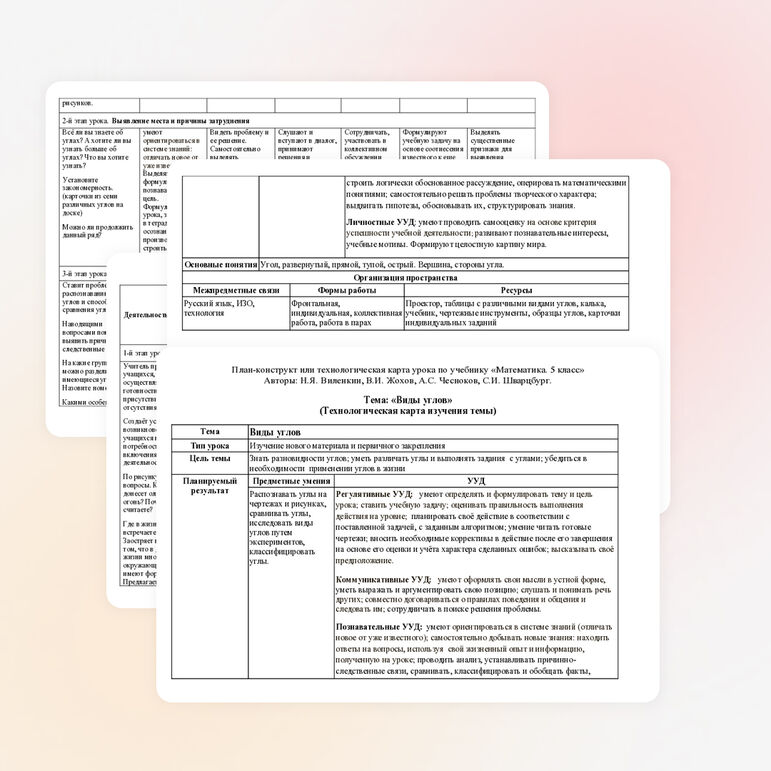 Технологическая карта к уроку математики «В свете новых ФГОС»