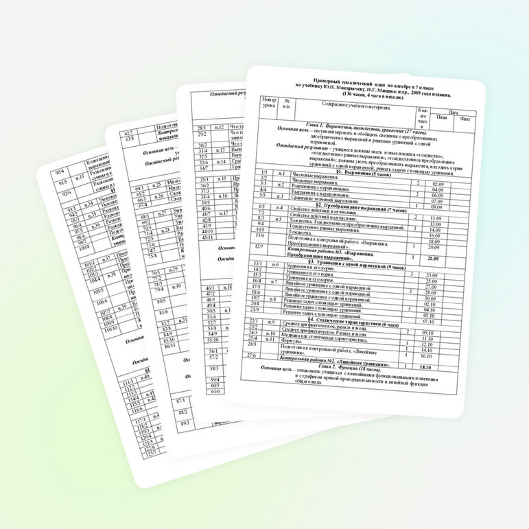 Календарно-тематическое планирование по математике в 7 классе