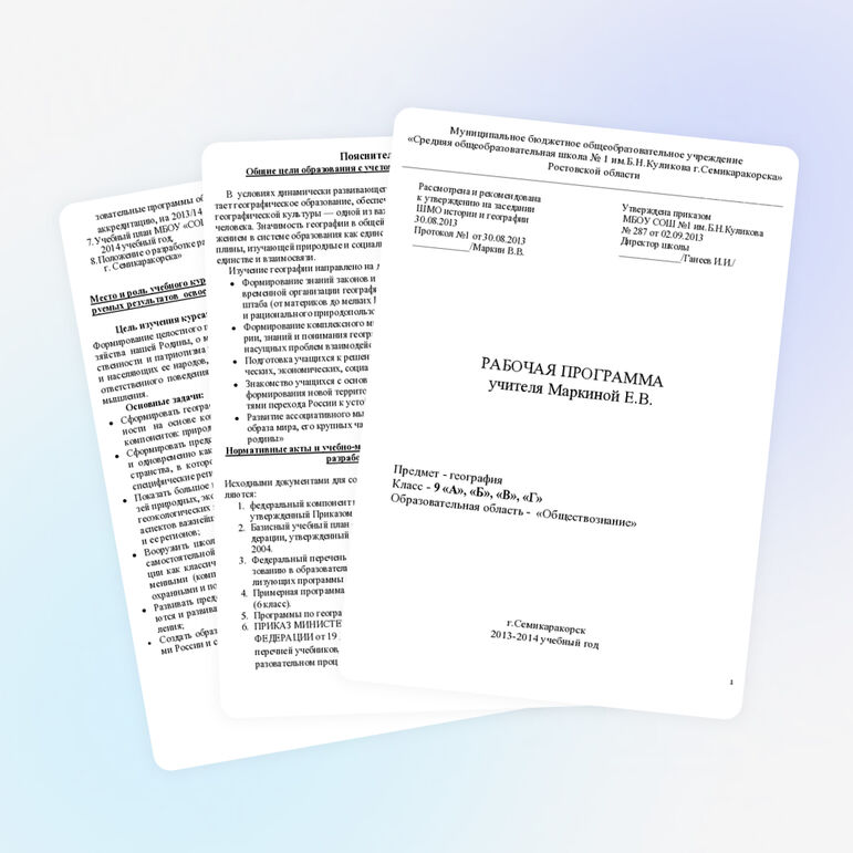 Рабочая программа по географии в 9 классе