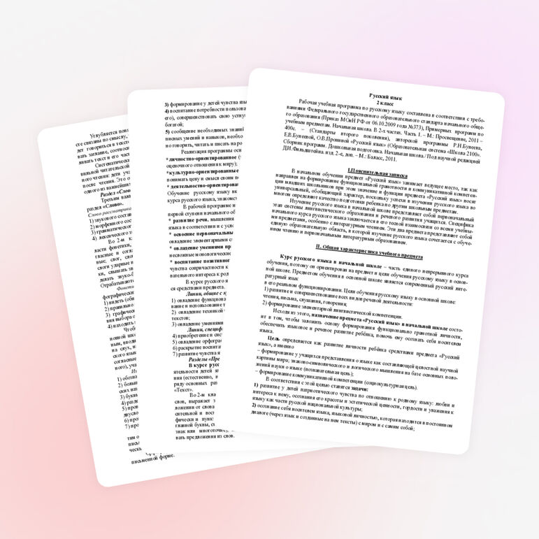 Рабочая программа по русскому языку 2 класс Школа 2100