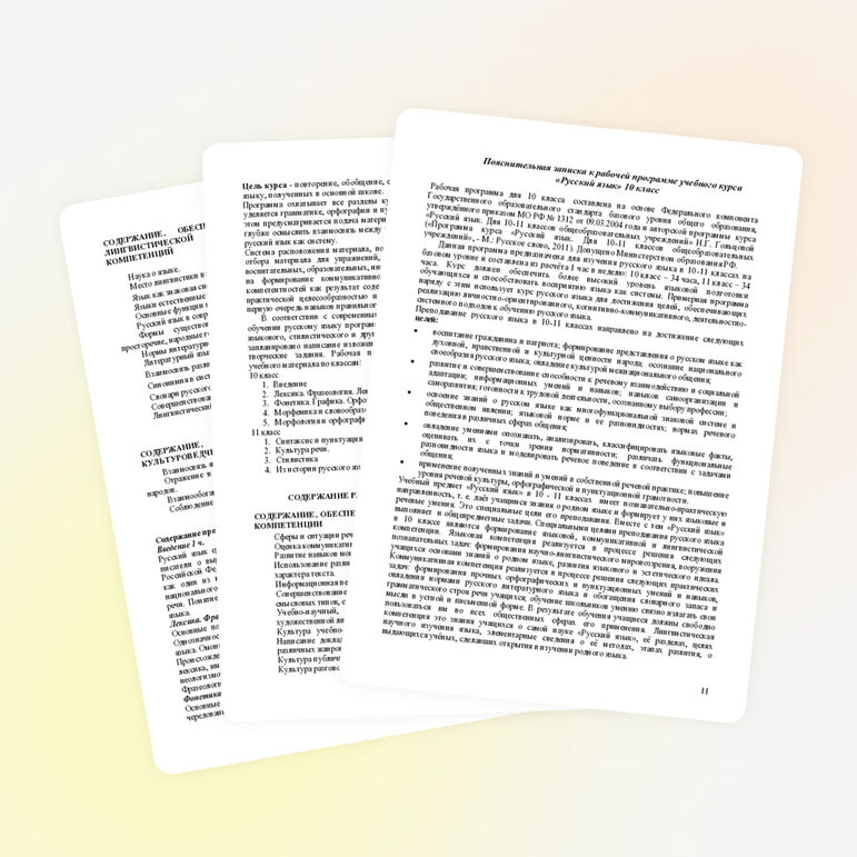Рабочая программа учебного курса «Русский язык» 10 класс