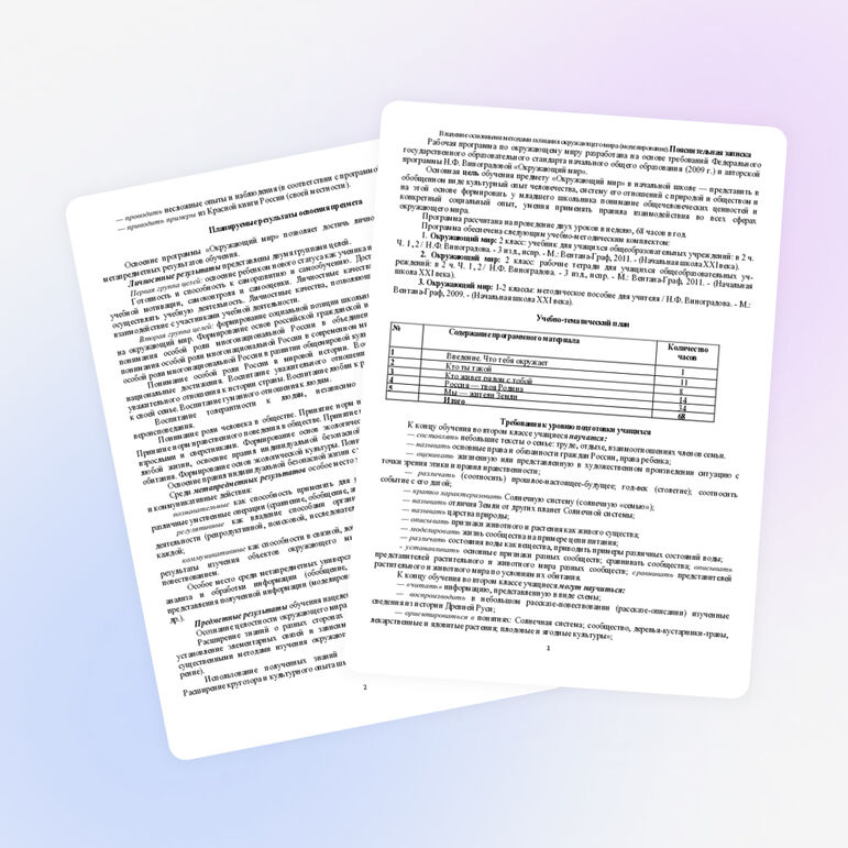 Рабочая программа по окружающему миру 2 класс (Начальная школа XXI век)