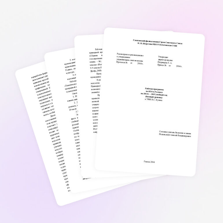 Рабочая программа по ИЗО 5 класс