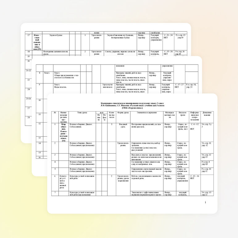 Рабочая программа по русскому языку УМК «Перспектива» 3 класс