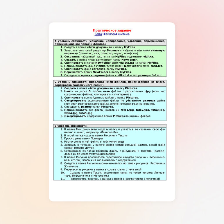Практическая работа по информатике на тему: "Файловая система"