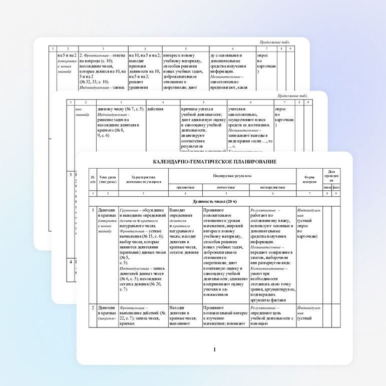 Календарно-тематическое планирование по математике 6 класс (ФГОС) по УМК Виленкина Н.Я.