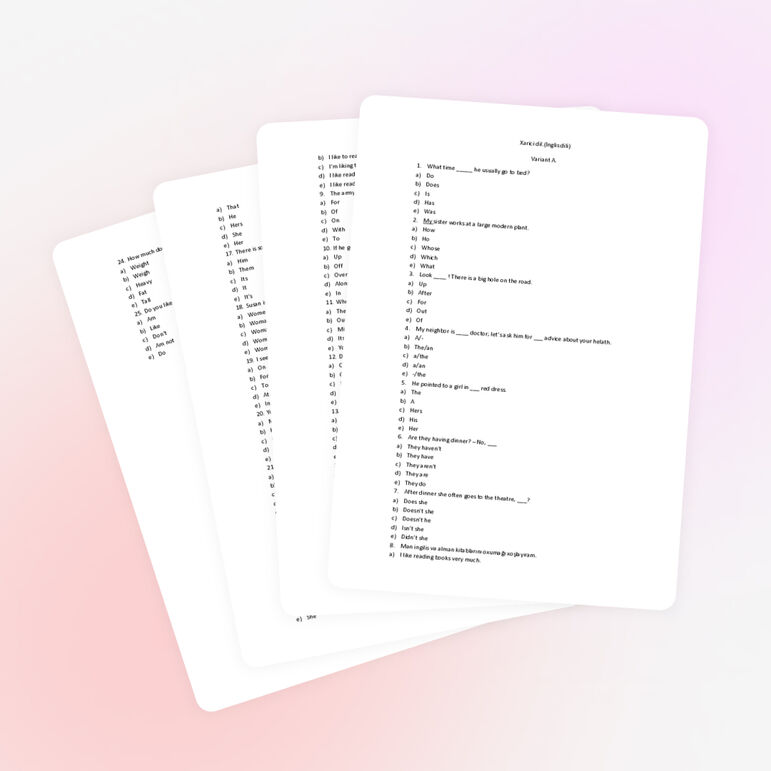 Foreign language grammar tests