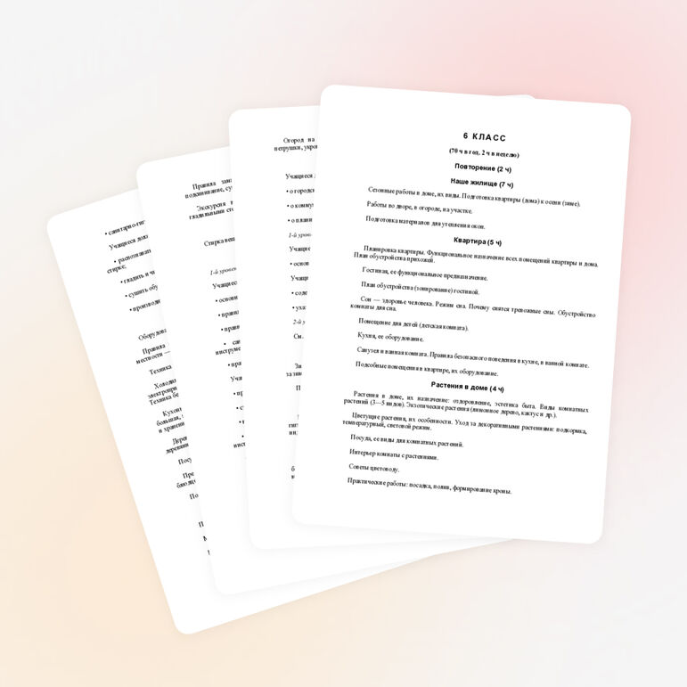 Рабочая программа по домоводству 6 класс