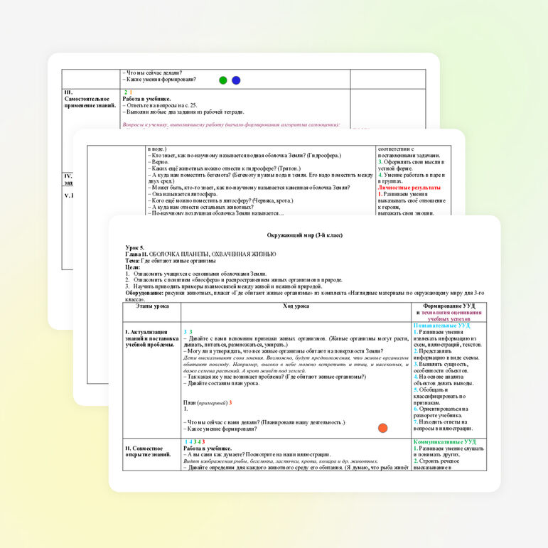 Конспект урока окружающего мира "Оболочка планеты, охваченная жизнью", УМК "Школа 2100", 3 класс